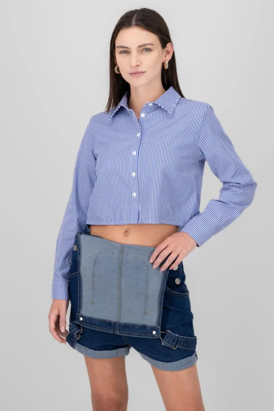 Camisa crop rayas sold by Shasa