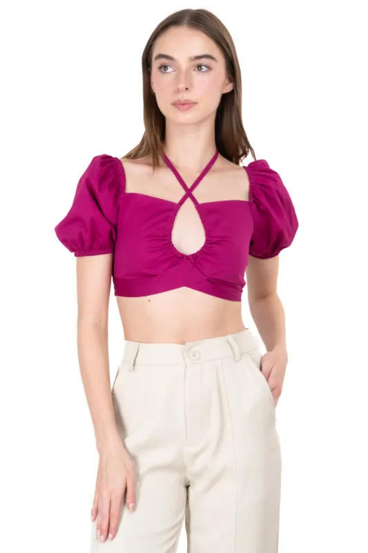 Crop Top Halter Manga Corta Globo sold by Shasa