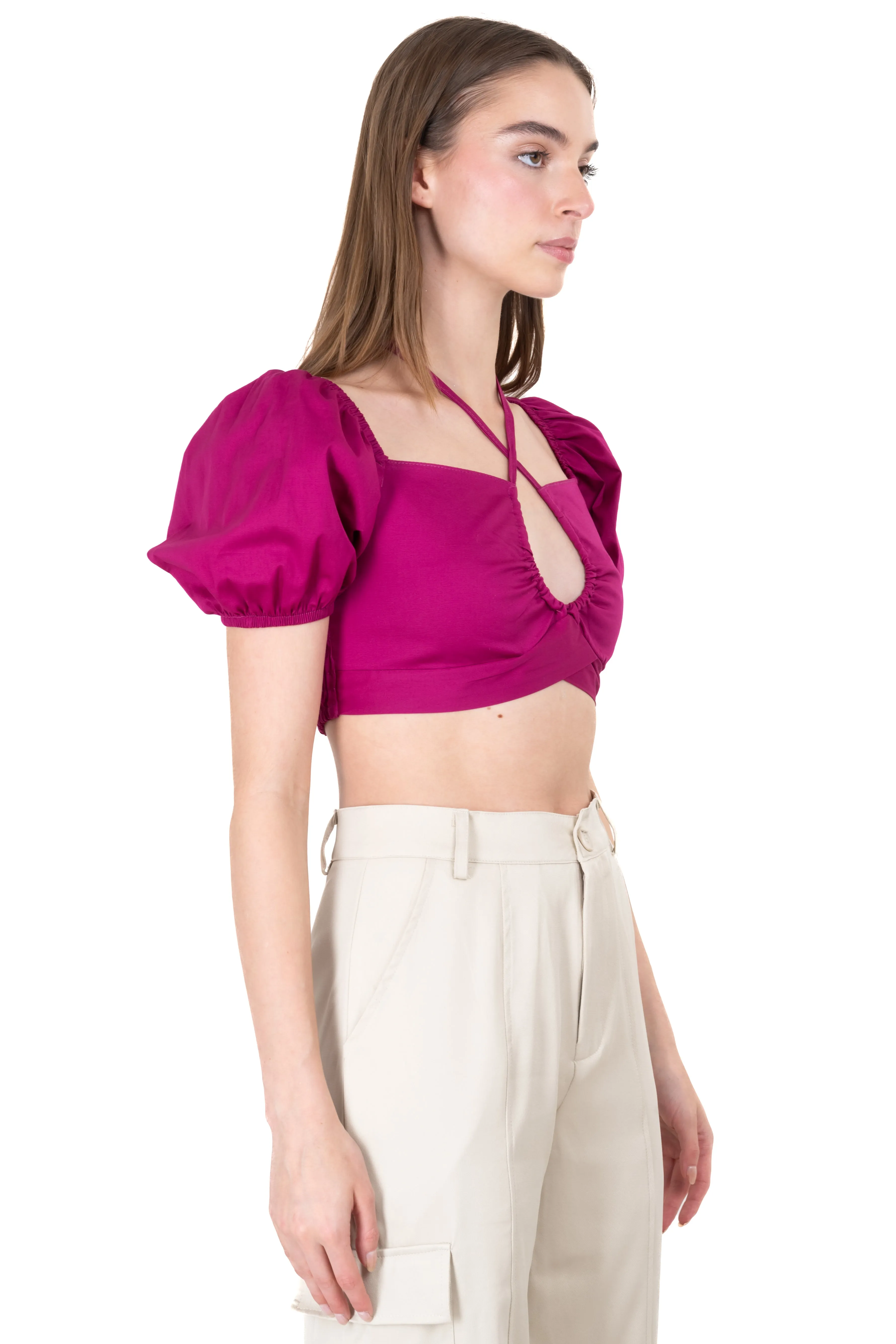 Crop Top Halter Manga Corta Globo sold by Shasa product image thumbnail 3