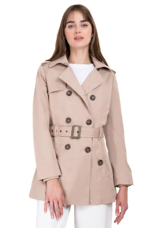 Gabardina corta cinturón botones sold by Shasa