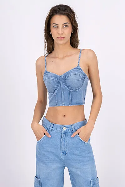 Top Crop Denim Copas sold by Shasa
