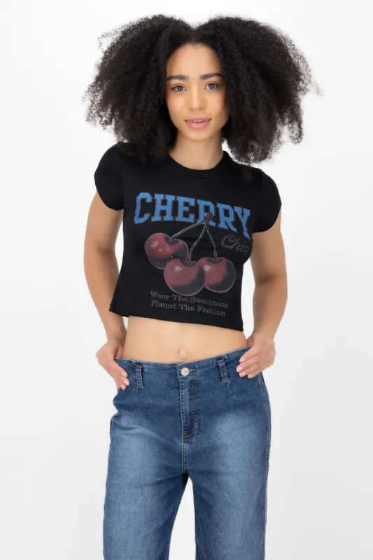 Playera estampado cerezas sold by Shasa