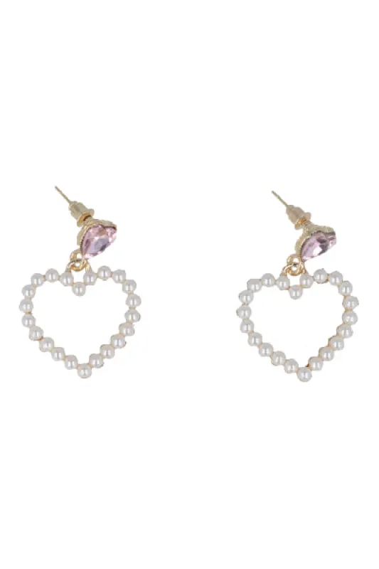 Aretes Colgantes Corazón Perlas sold by Shasa
