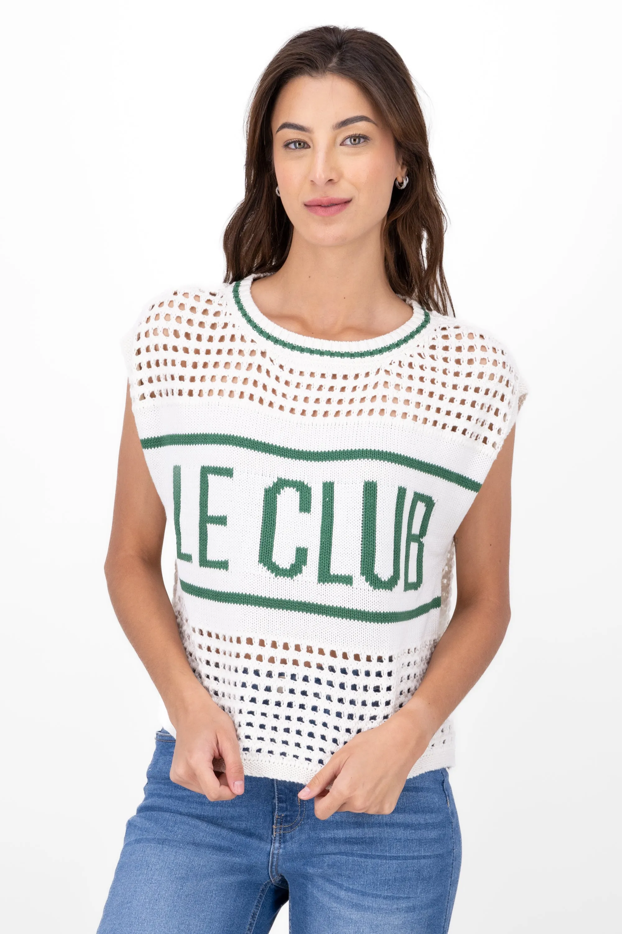 Chaleco tejido color block sold by Shasa