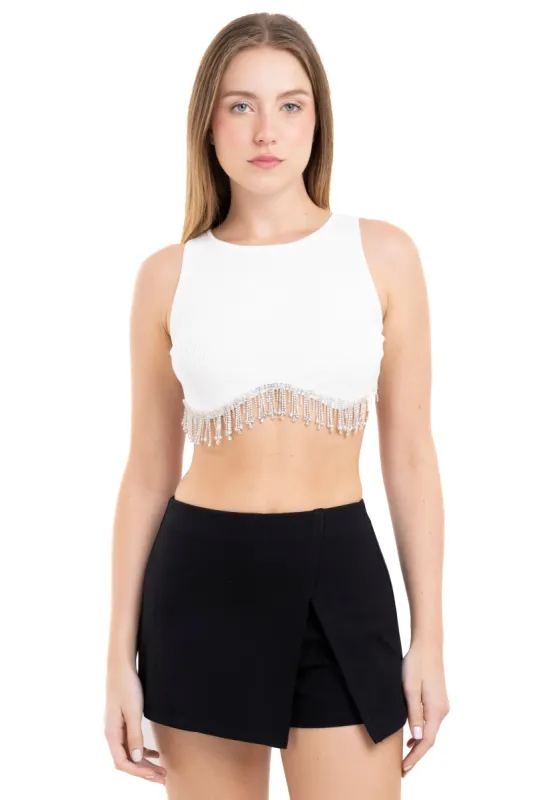 Top acanalado tiras brillos sold by Shasa