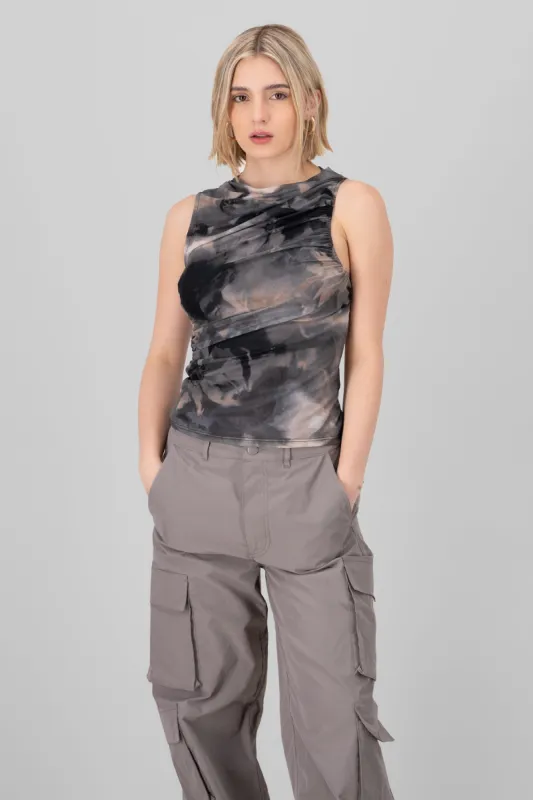 Top fruncido mesh estampado sold by Shasa