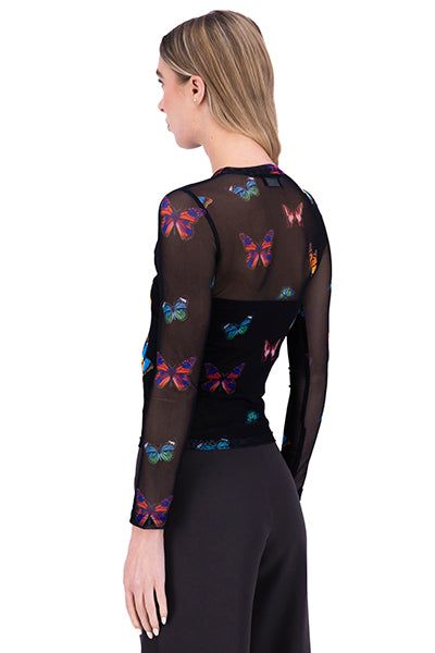 Top mesh manga larga mariposas sold by Shasa product image thumbnail 4