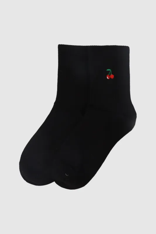 Calcetín de cerezas bordadas sold by Shasa