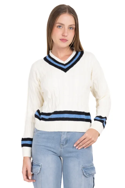 Suéter varsity trenzado líneas sold by Shasa