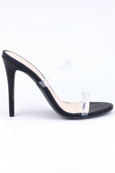 Tacón mula tiras delgadas transparentes sold by Shasa