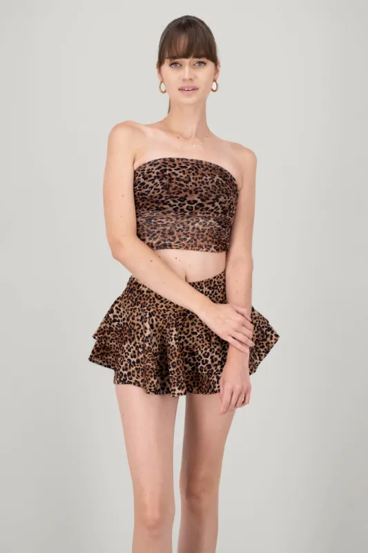 Top mesh strapless animal print sold by Shasa