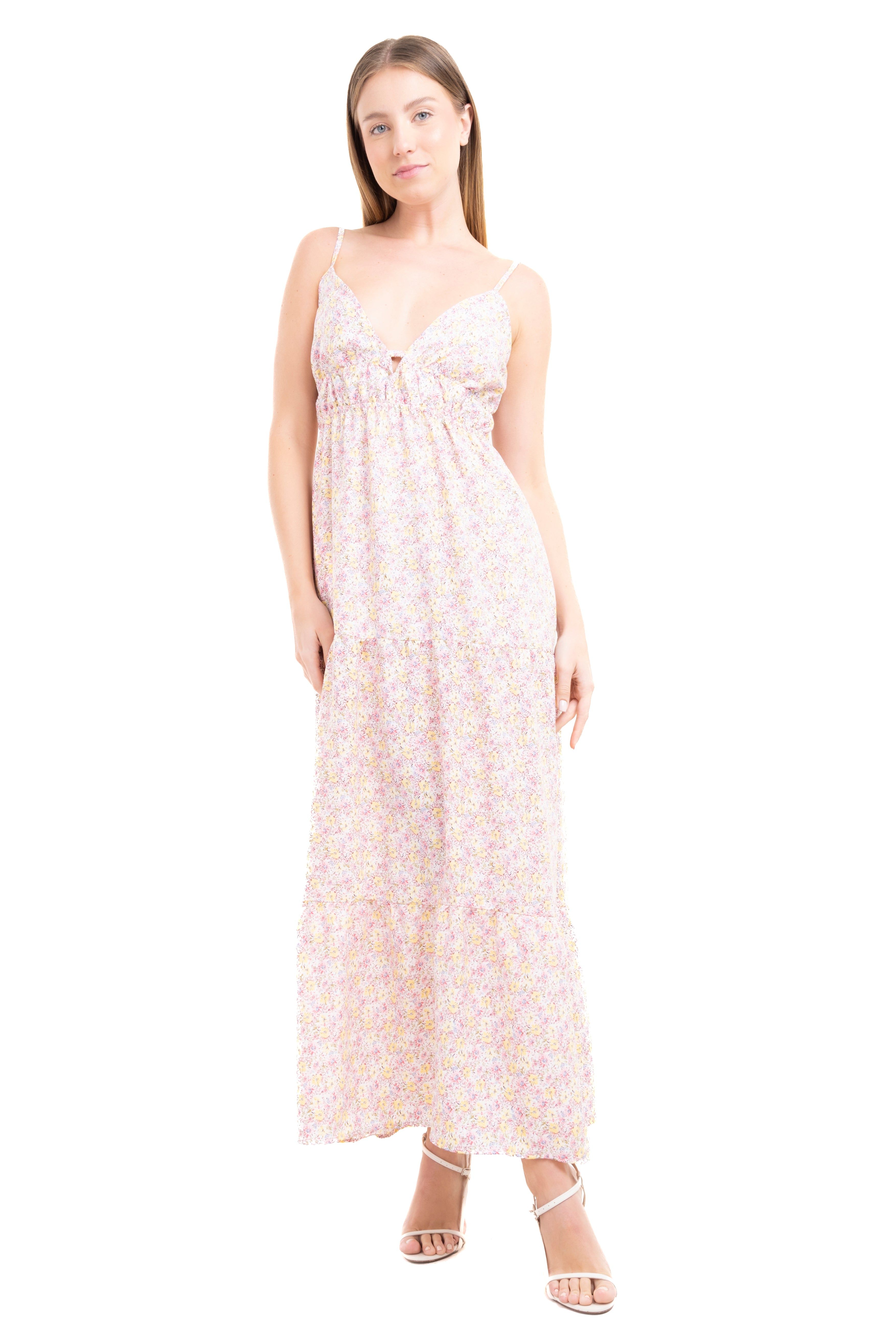 Vestido maxi escote v flores sold by Shasa