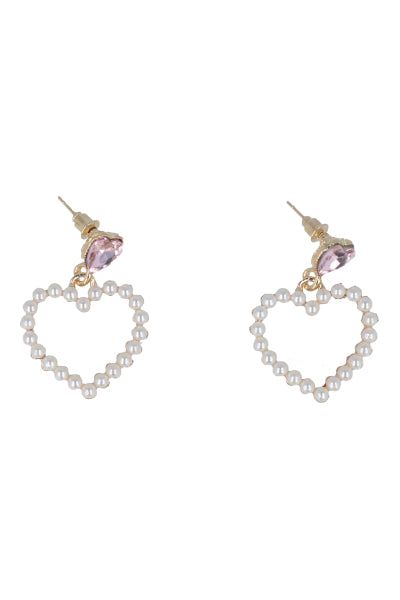 Aretes Colgantes Corazón Perlas sold by Shasa