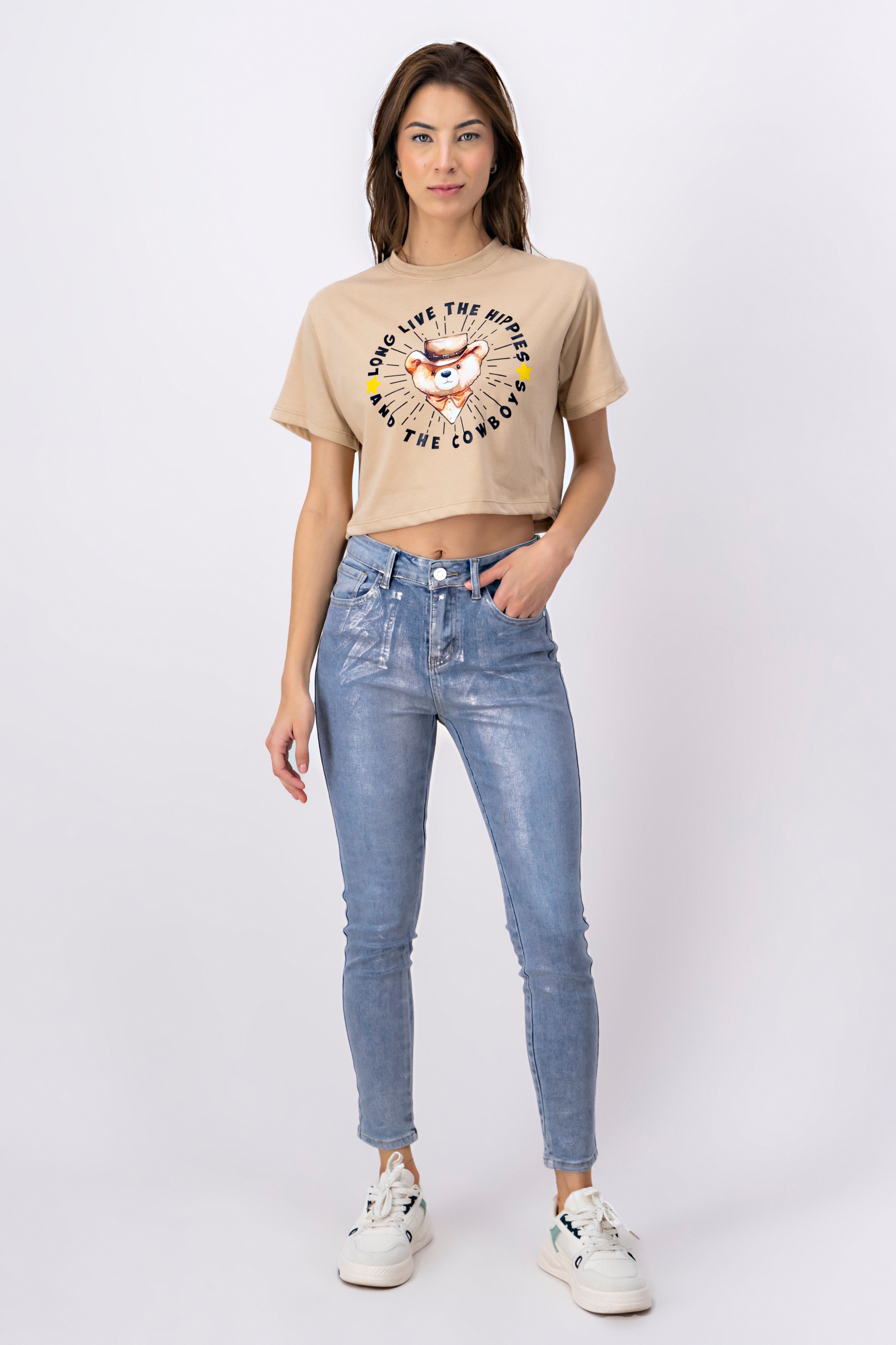 Jeans skinny metalizado sold by Shasa