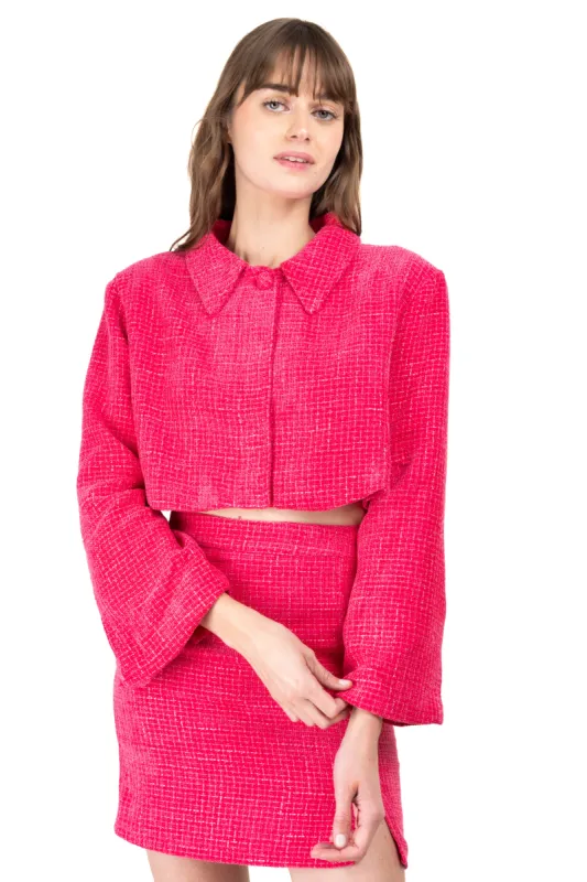 Saco crop monocolor tweed sold by Shasa