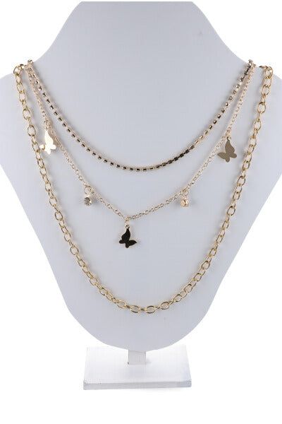 Collar 3 capas metálico mariposas sold by Shasa