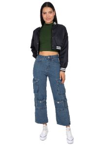 Jeans rectos cargo lisos sold by Shasa