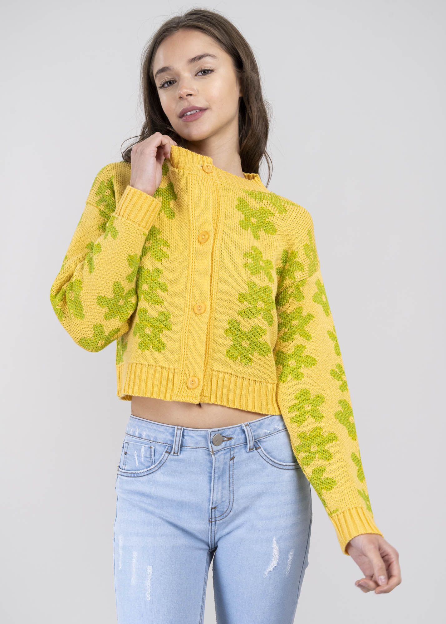 Suéter crop punto flores sold by Shasa