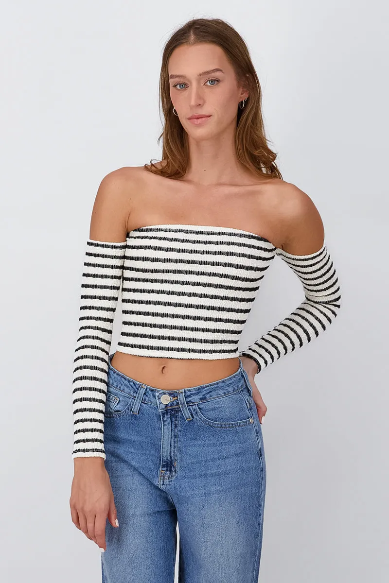 Top sin hombros rayas manga larga sold by Shasa product image thumbnail 2