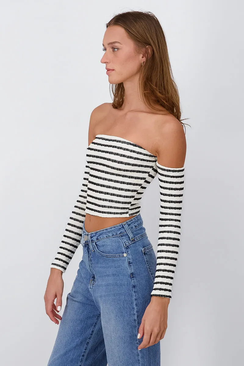 Top sin hombros rayas manga larga sold by Shasa product image thumbnail 3