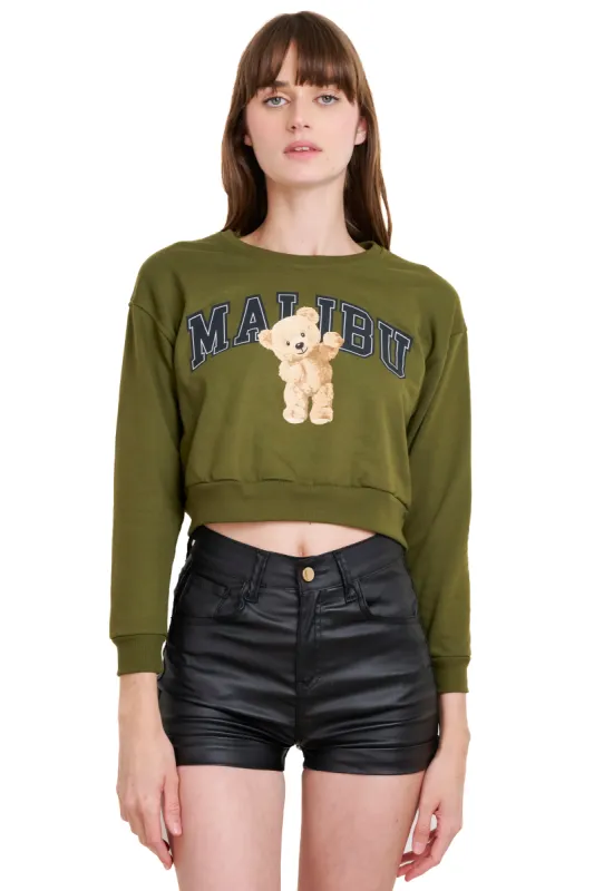 Sudadera crop oso Malibú made by Shasa