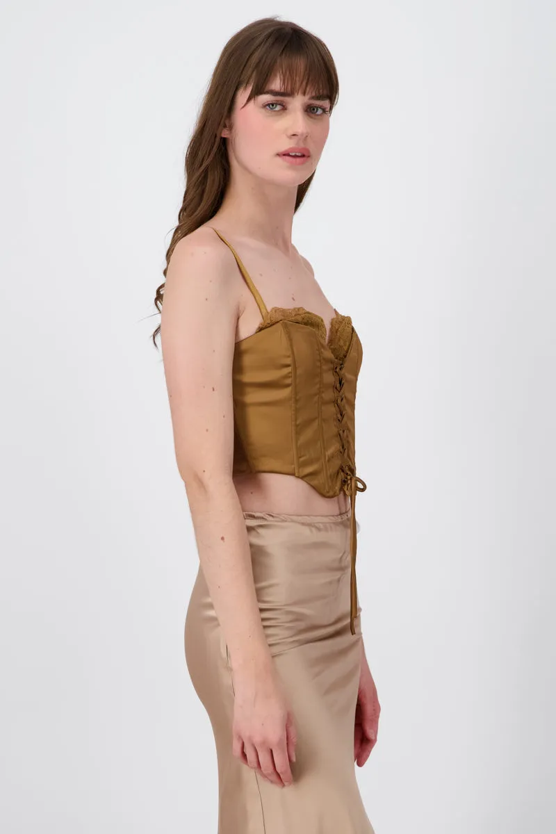 Blusa corset satin con lace up sold by Shasa product image thumbnail 3