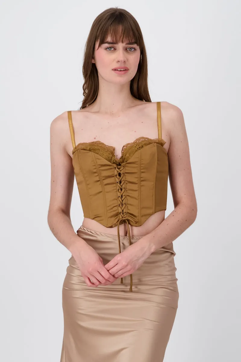 Blusa corset satin con lace up sold by Shasa product image thumbnail 2