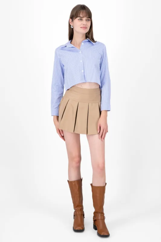 Falda mini tableada con pretina sold by Shasa