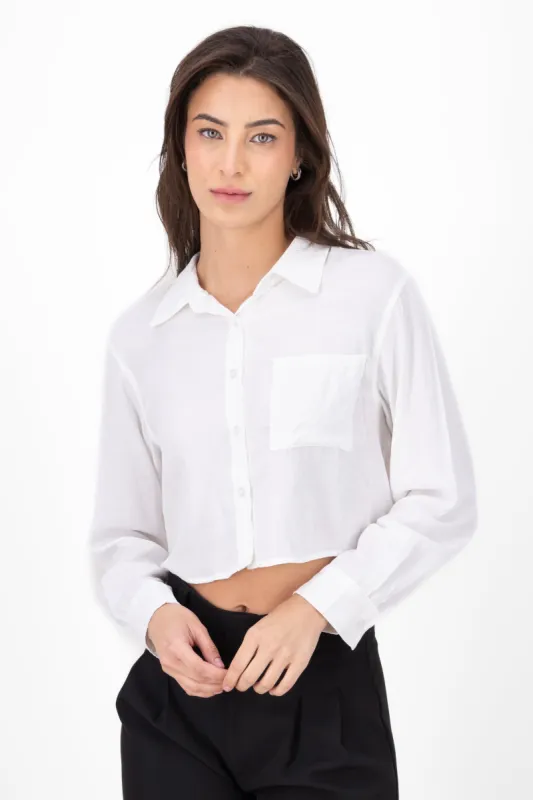 Camisa cropped de manga larga sold by Shasa