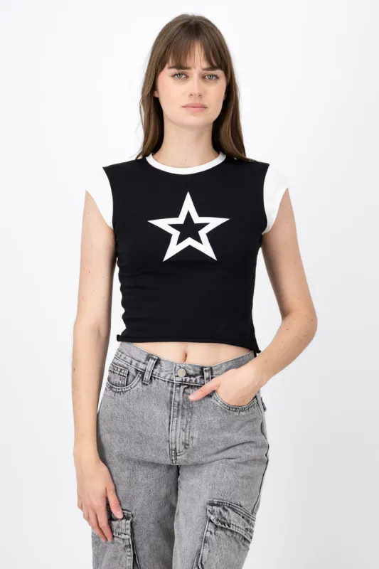 Top contraste estampado estrella sold by Shasa