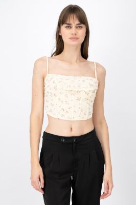 Blusa corset con cuello cascada estampado sold by Shasa