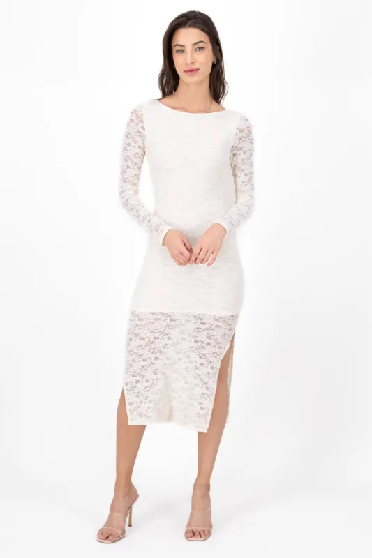 Vestido Maxi Espalda Abierta De Encaje sold by Shasa