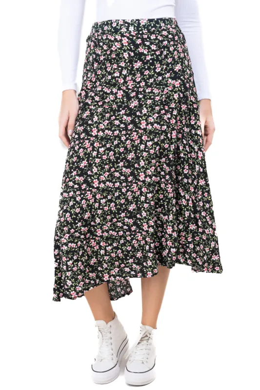 Falda midi olanes flores sold by Shasa