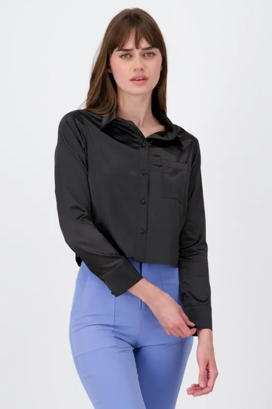 Camisa Crop Satinada Bolsillo sold by Shasa