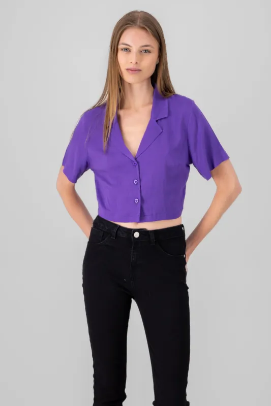 Camisa crop lisa sold by Shasa