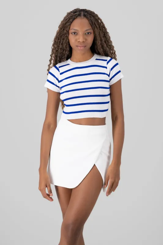 Top Crop Punto Manga Corta Rayas sold by Shasa