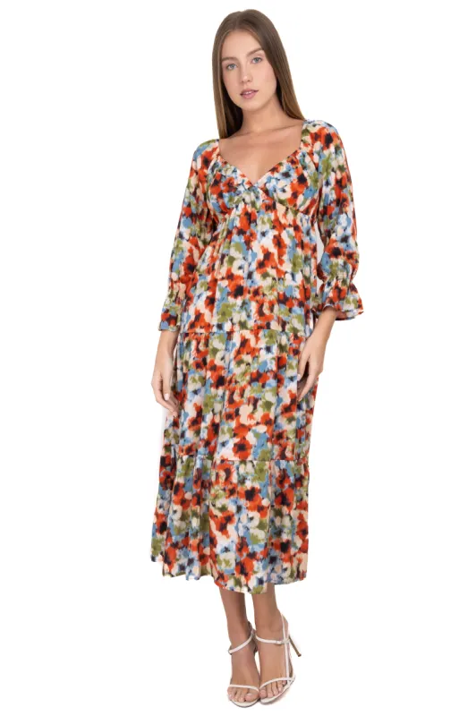 Vestido maxi popelina flores sold by Shasa