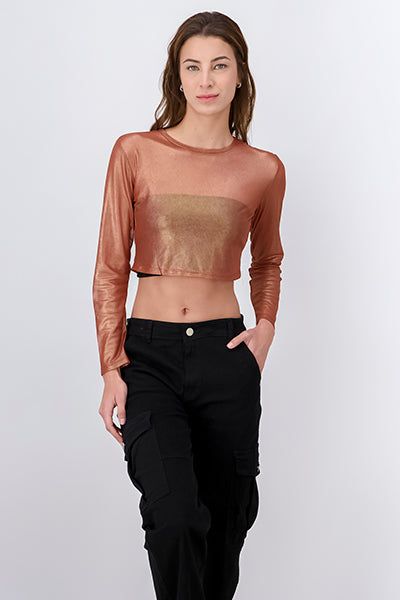 Top mesh metálico brillos sold by Shasa