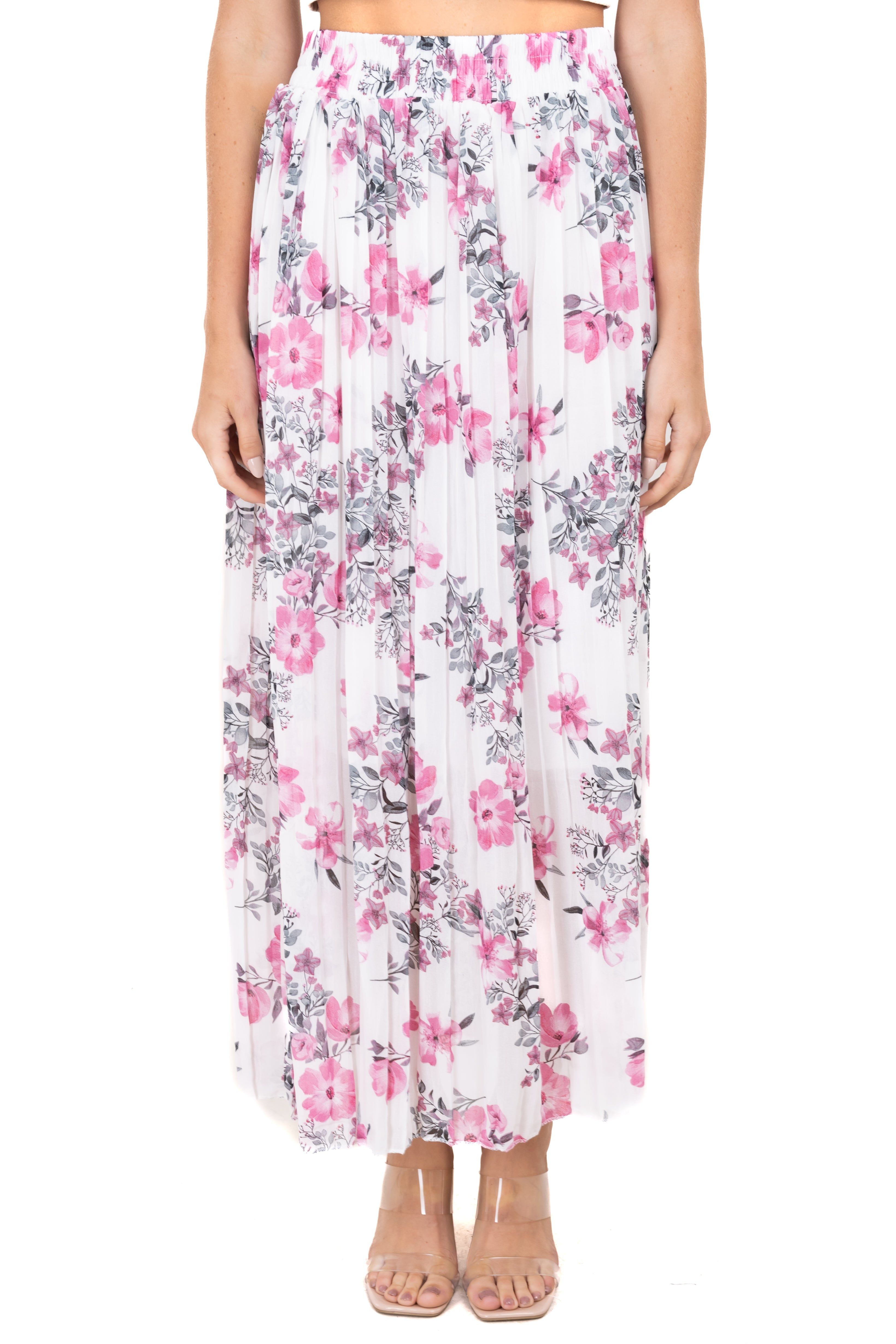 Falda midi tableada flores sold by Shasa