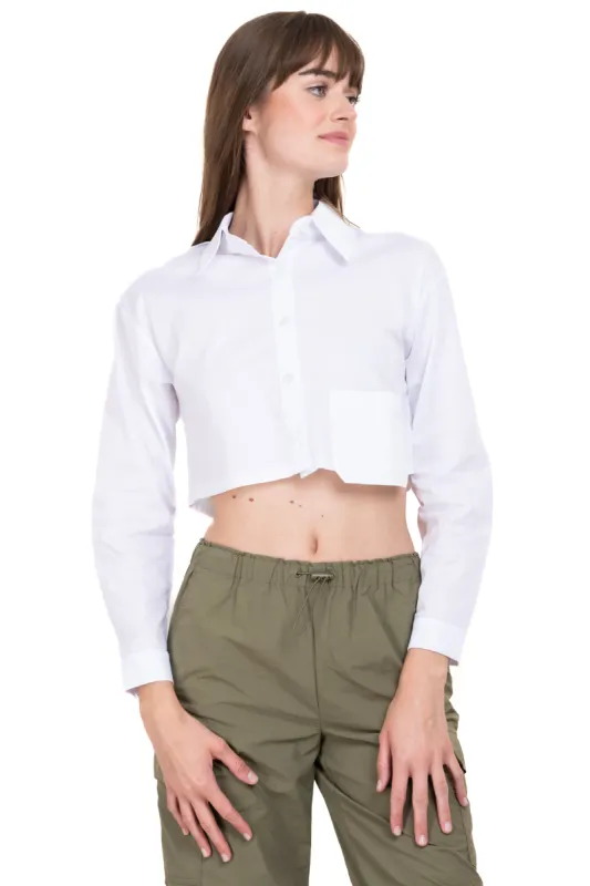 Camisa crop bolsillo frontal sold by Shasa