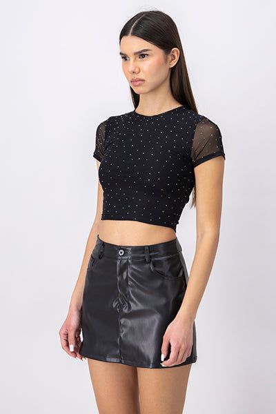 Top crop mesh aplicación brillos sold by Shasa product image thumbnail 3