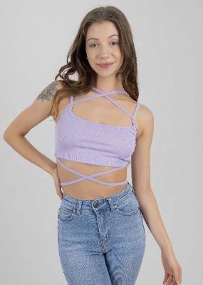 Top crop acanalado cintas cruzadas sold by Shasa