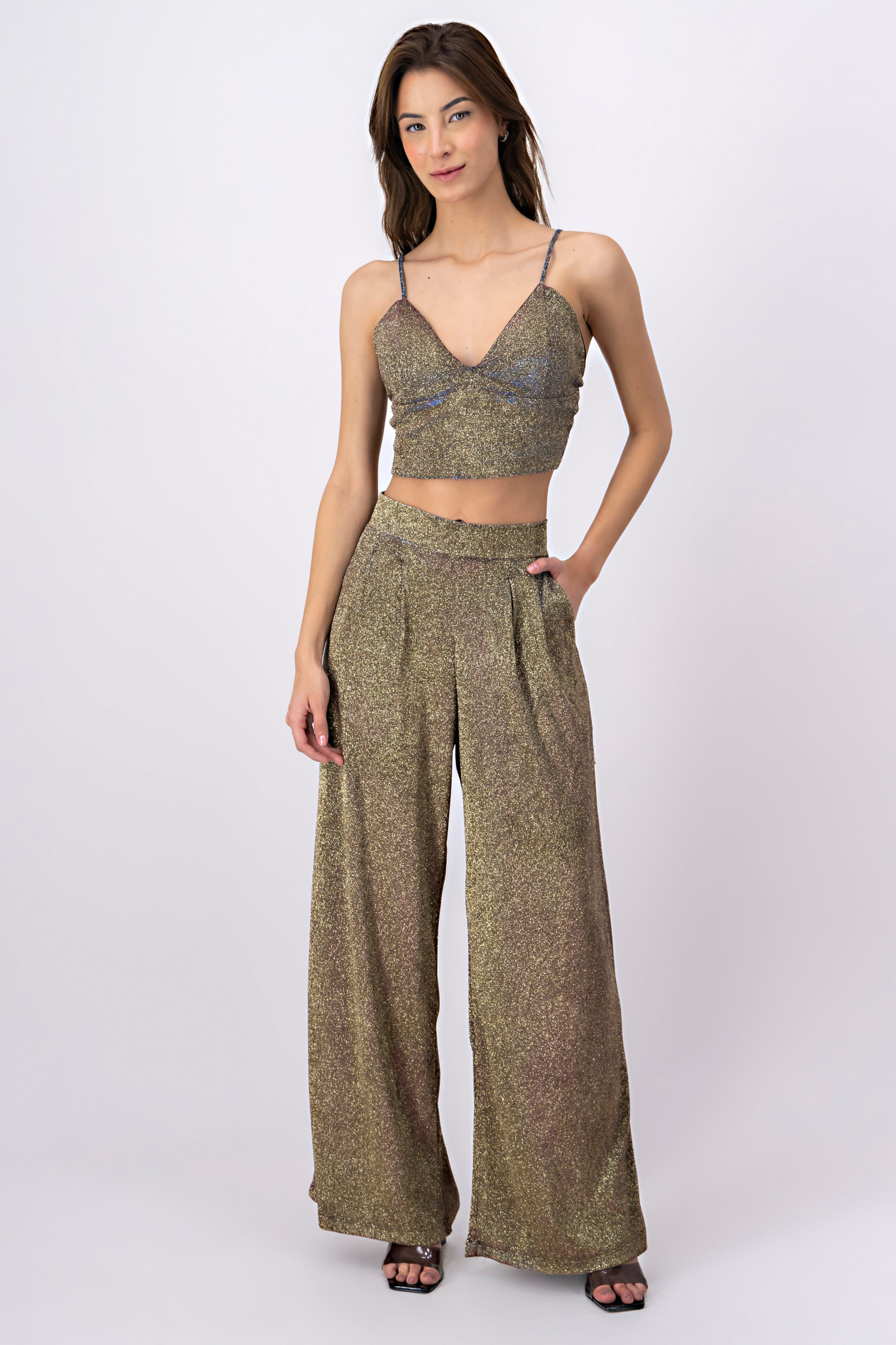 Pantalon amplio brillos sold by Shasa