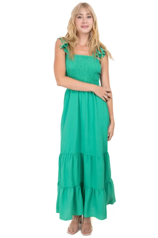 Vestido maxi capas elástico plisado sold by Shasa