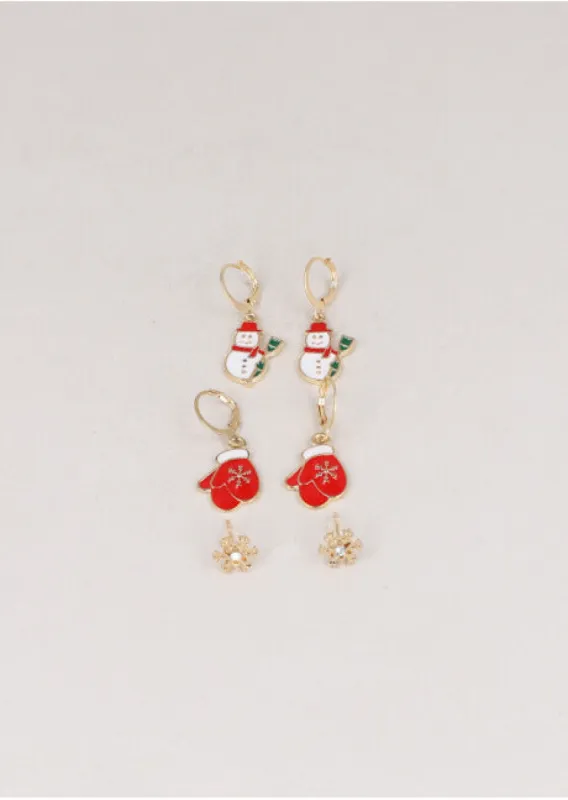 Set 3 pares aretes navideños sold by Shasa