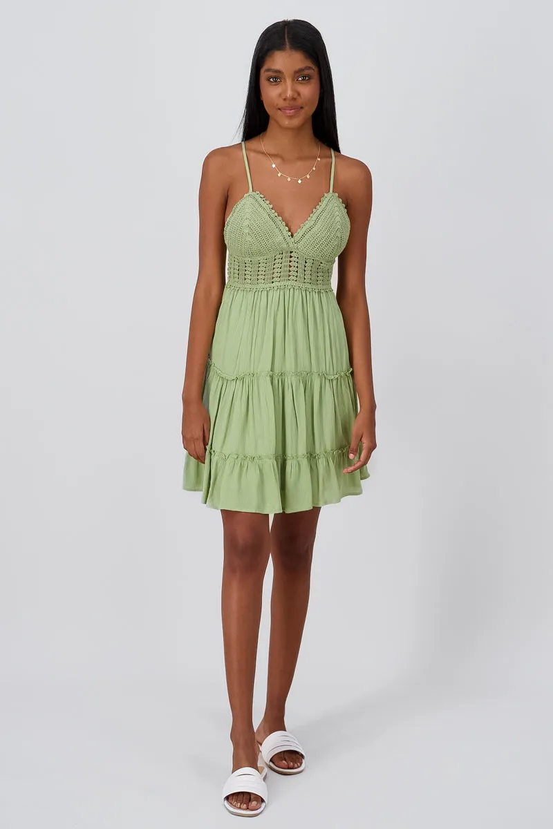 Vestido mini tirantes crochet sold by Shasa