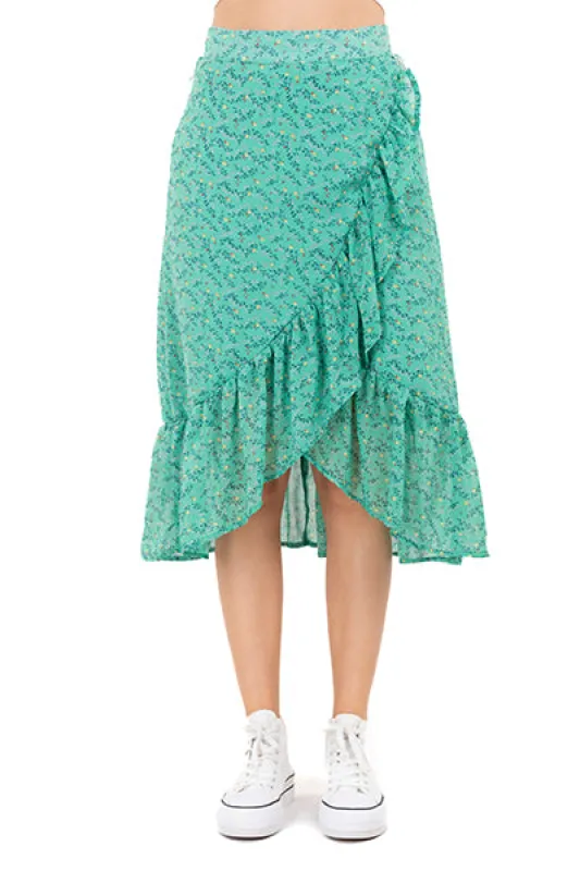 Falda midi olanes flores sold by Shasa