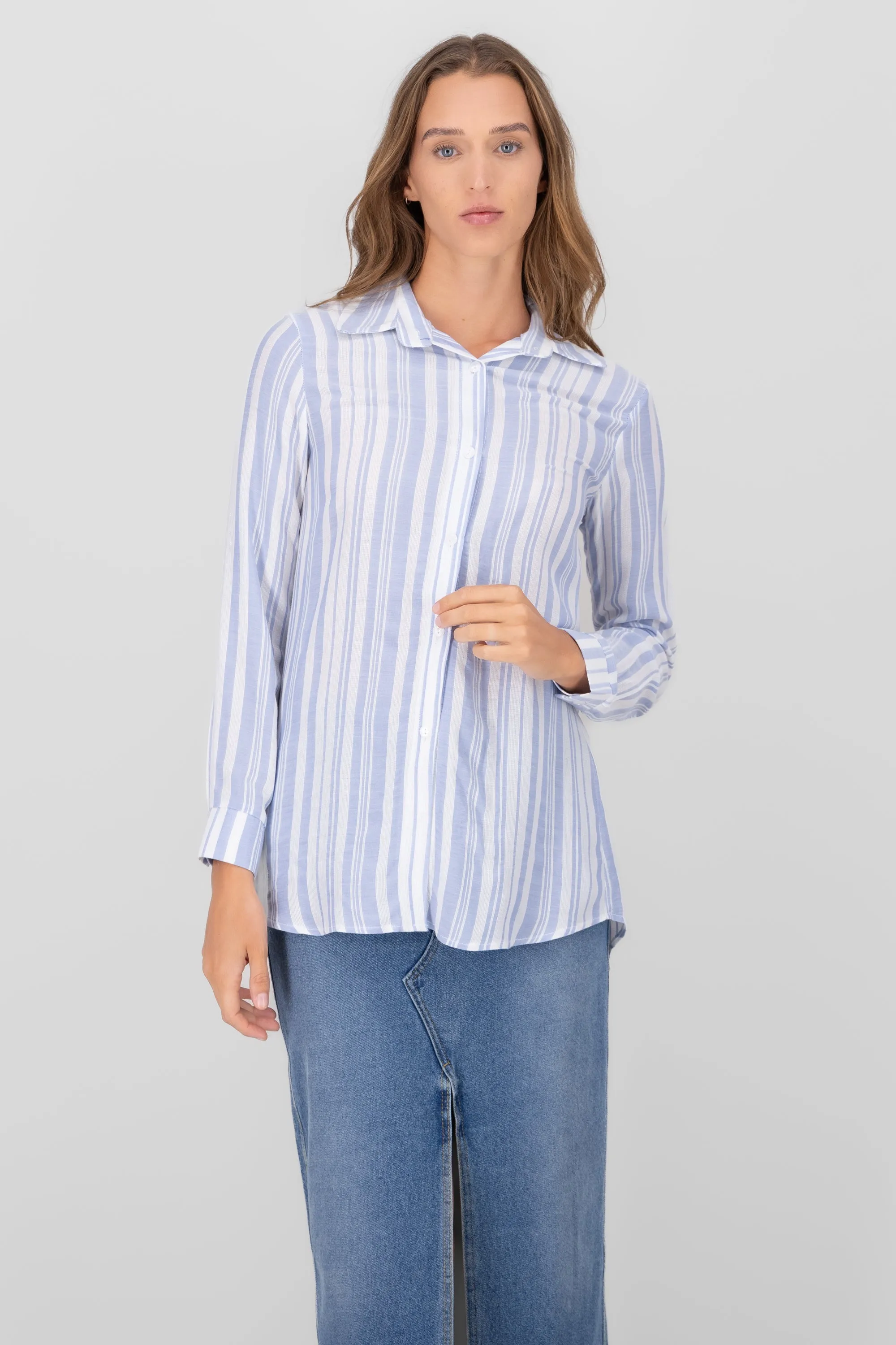 Camisa over manga larga rayas sold by Shasa