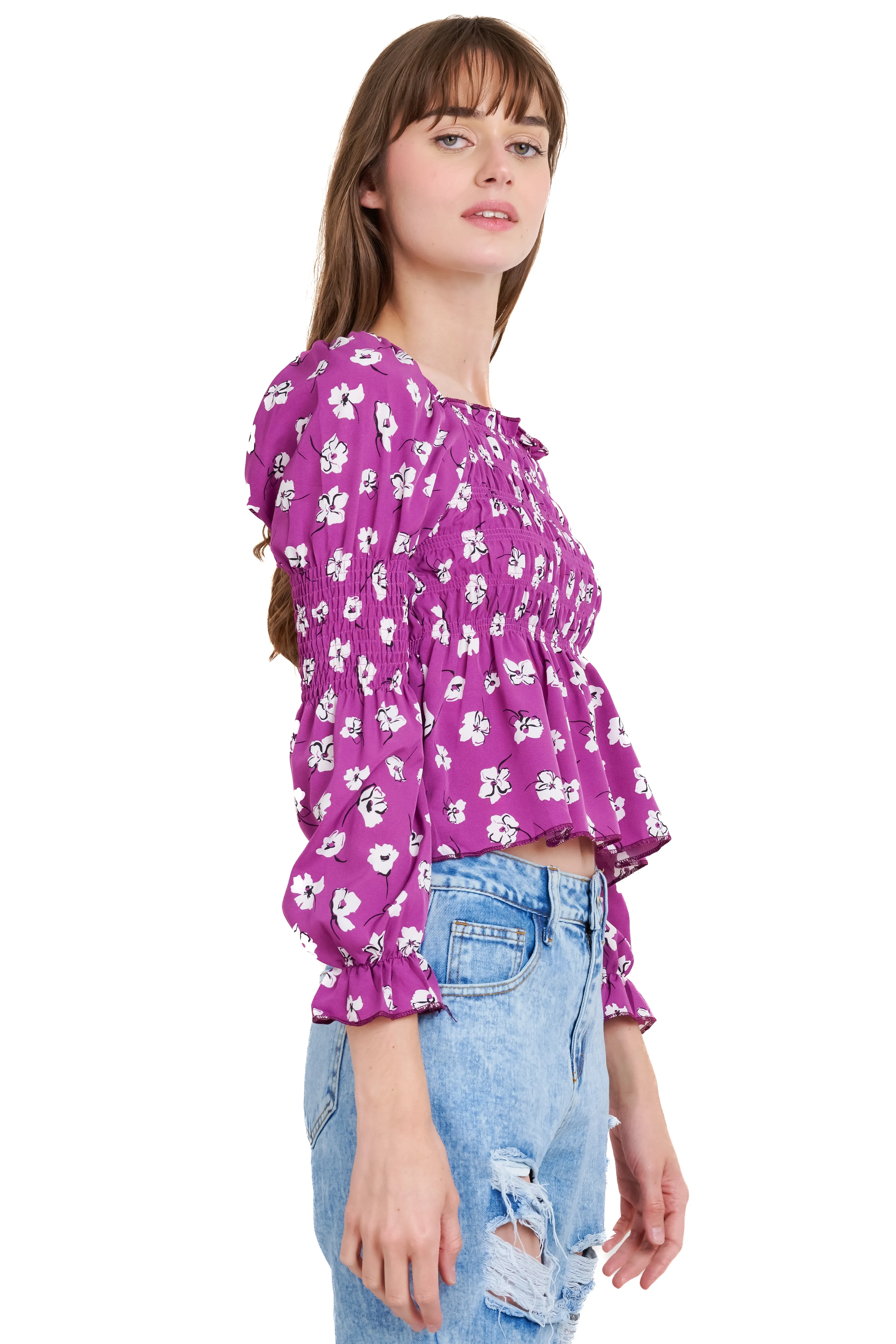Blusa manga larga escote cuadrado detalle ligas sold by Shasa product image thumbnail 3
