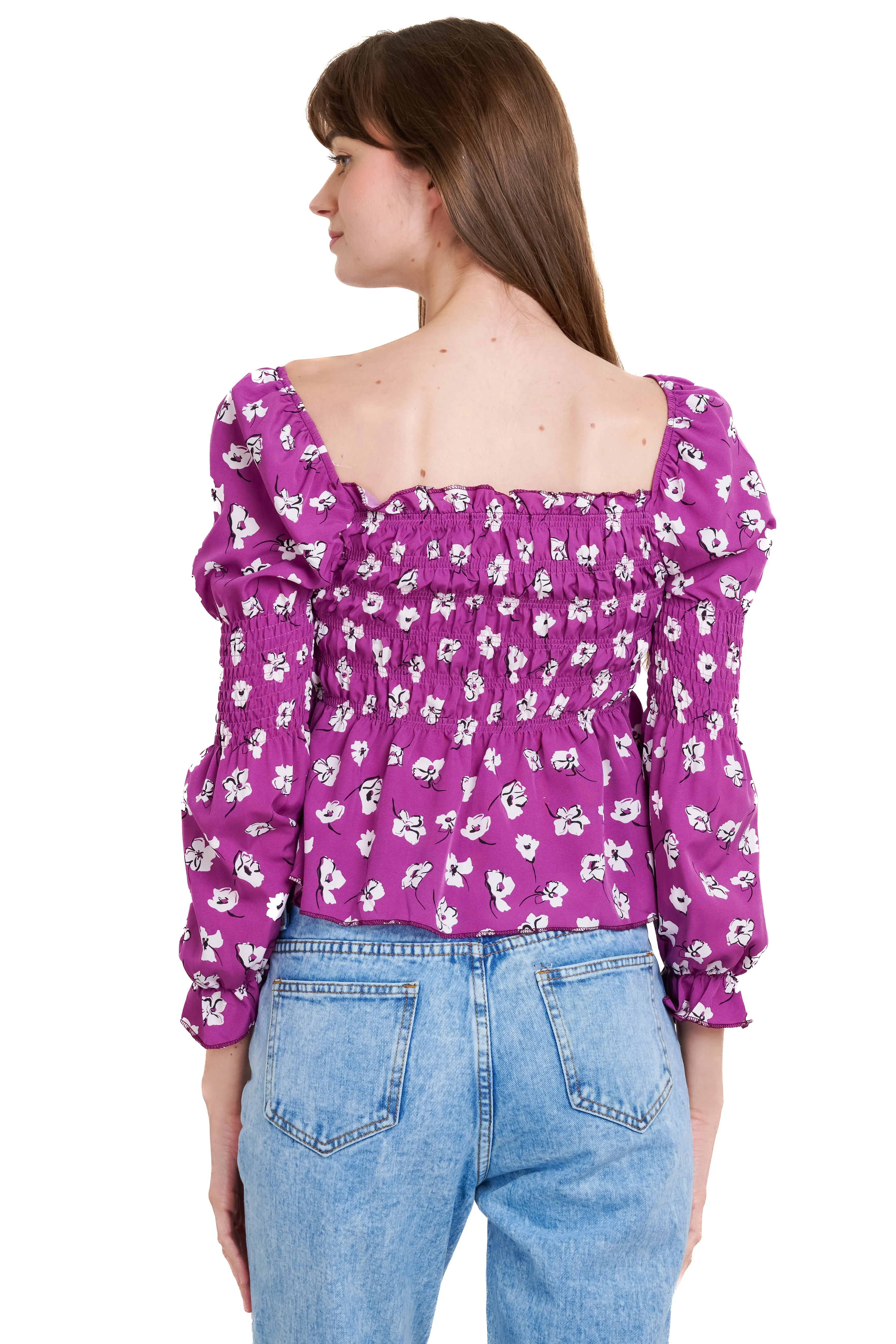 Blusa manga larga escote cuadrado detalle ligas sold by Shasa product image thumbnail 4